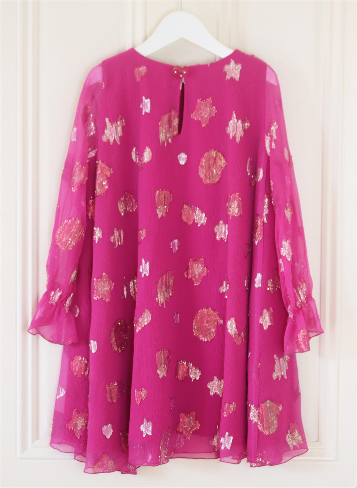 CHRISTIAN DIOR KIDS GIRLS METALLIC SILK CHIFFON DRESS 6 YEARS