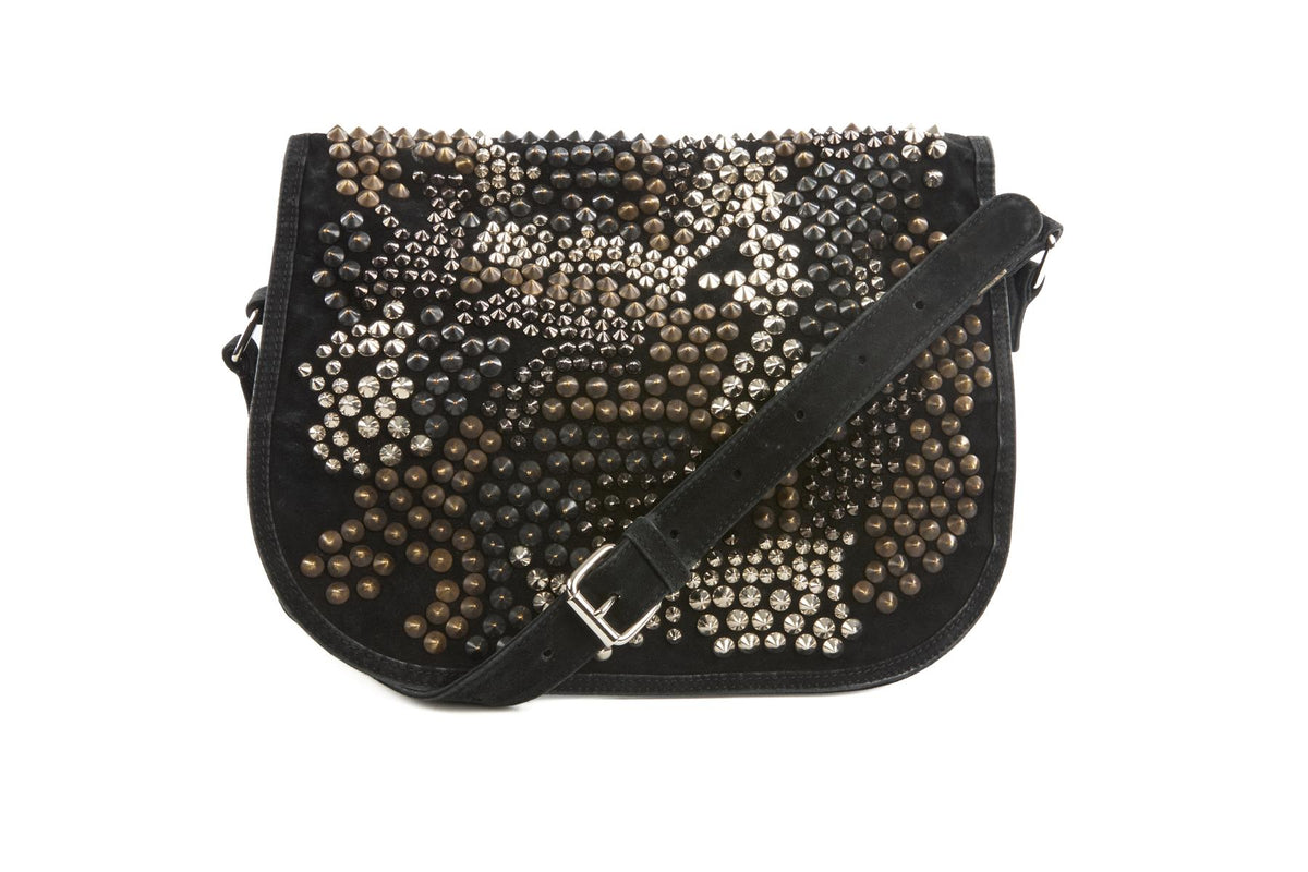 BALMAIN BLACK SUEDE SHOULDER BAG