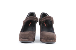 PRADA SPORT BROWN SUEDE WEDGE PUMPS EU 37.5 UK 4.5 US 7.5