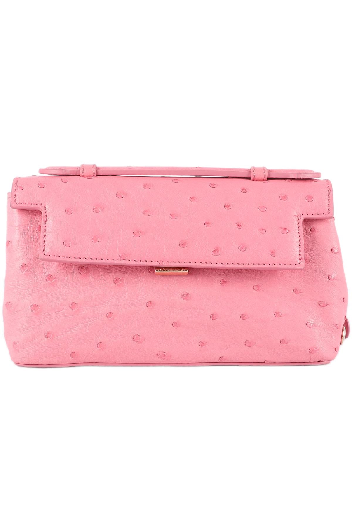 ANALEENA PINK OSTRICH LEATHER CLUTCH