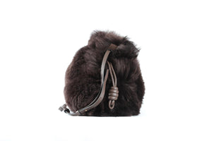 LOEWE BROWN FLAMENCO SHEARLING SHOULDER BAG