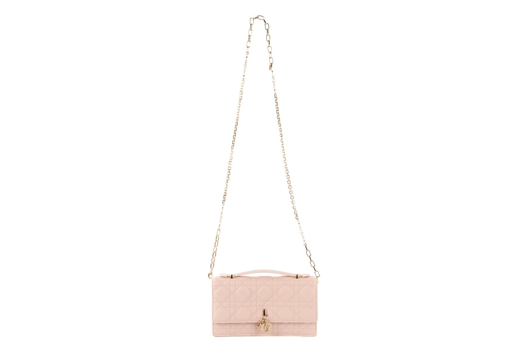 CHRISTIAN DIOR PINK MY DIOR MINI CANNAGE LEATHER CROSSBODY BAG