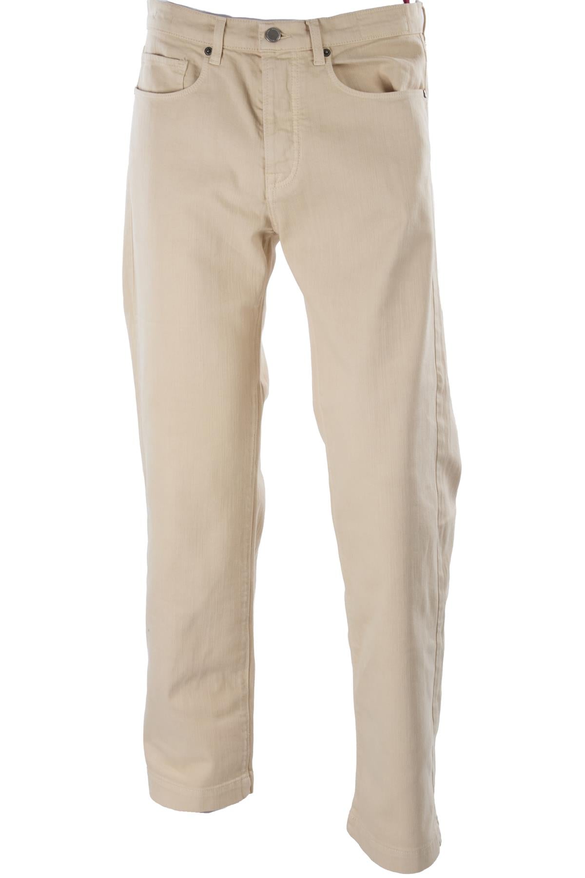 BEIGE MEN'S COTTON STRAIGHT LEG PANTS