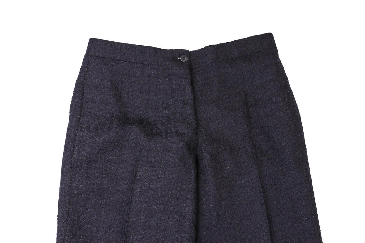 NAVY WOOL STRAIGHT LEG PANTS