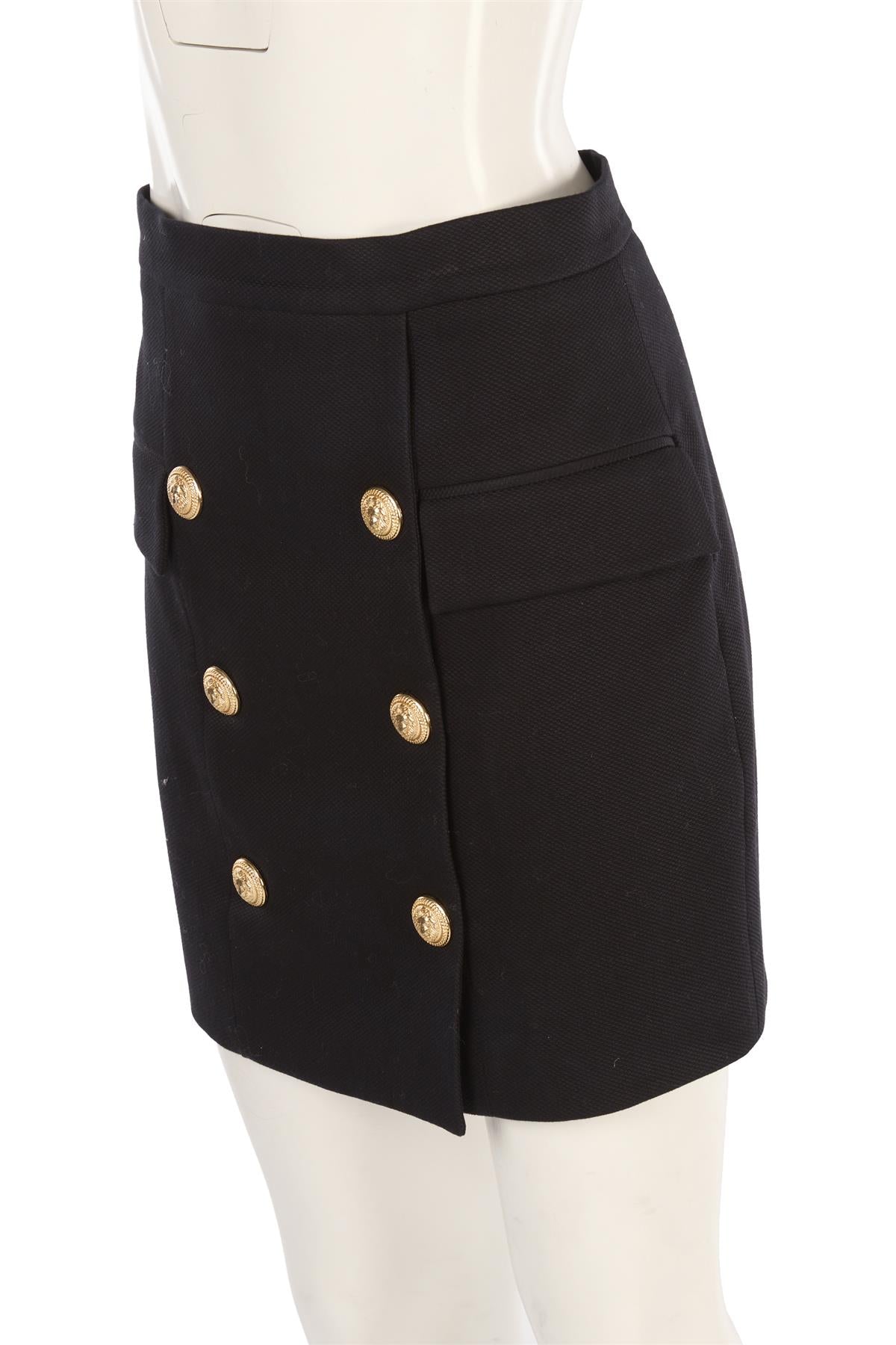 BALMAIN BLACK COTTON MINI SKIRT FR 40 UK 12