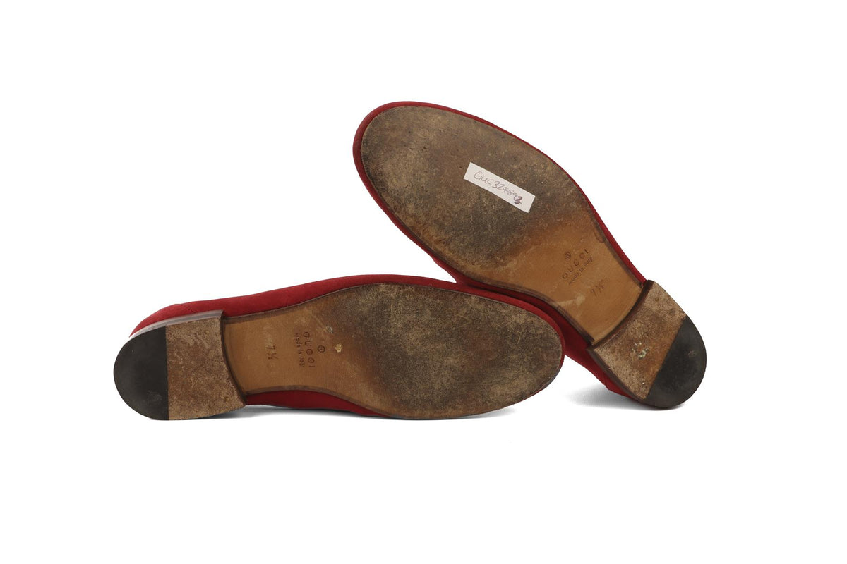 GUCCI RED MEN'S SUEDE LOAFERS EU 41 UK 7.5 US 8.5