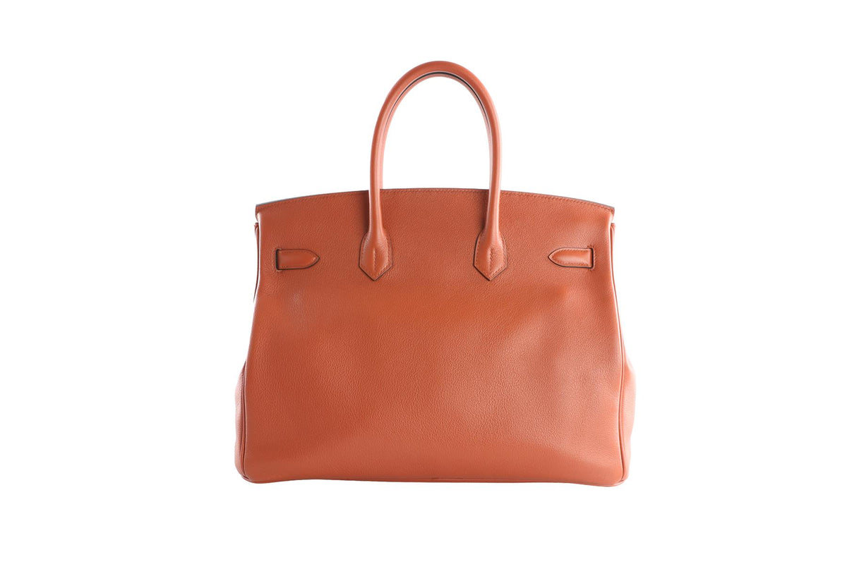 HERMÈS ORANGE 2017 BIRKIN 35CM TAURILLON NOVILLO LEATHER BAG