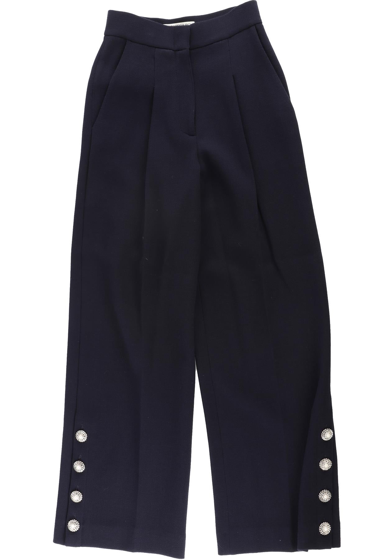 ALESSANDRA RICH NAVY WOOL STRAIGHT LEG PANTS IT 38 UK 6