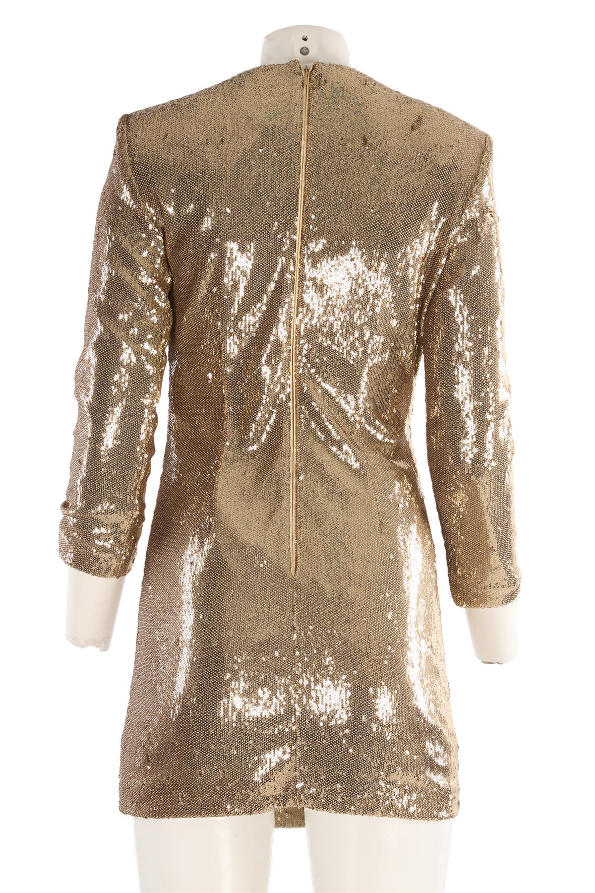 P.A.R.O.S.H GOLD SEQUIN MINI DRESS XSMALL