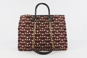 MIU MIU BLACK MADRAS JACQUARD TOTE BAG