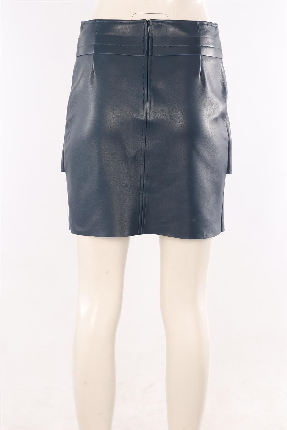 CELINE NAVY LEATHER MINI SKIRT FR 36 UK 8