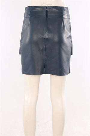 CELINE NAVY LEATHER MINI SKIRT FR 36 UK 8