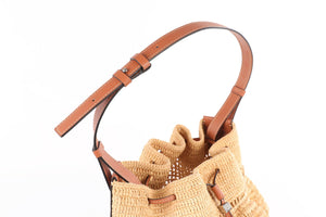 LOEWE X PAULA'S IBIZA BEIGE BALLOON RAFFIA SHOULDER BAG