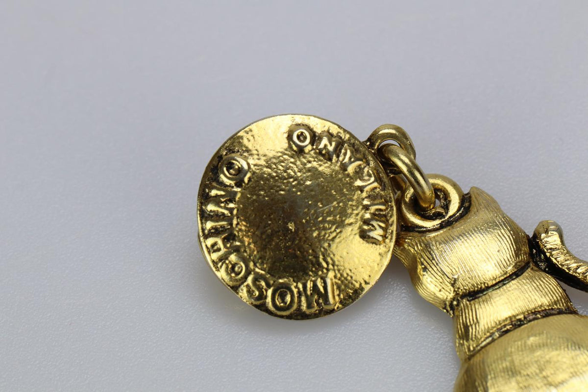 MOSCHINO CAT GOLD TONE CLIP ON EARRINGS
