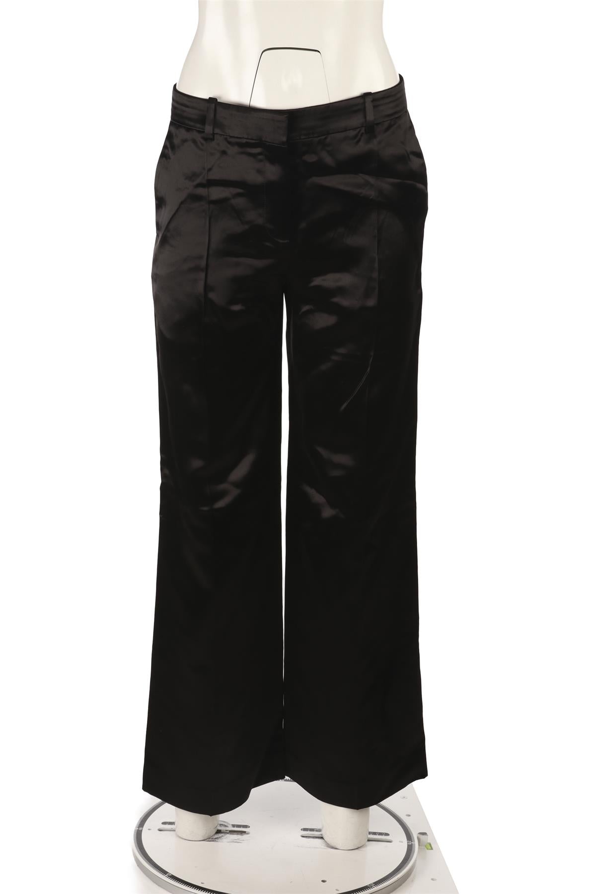 THE ROW BLACK SATIN STRAIGHT LEG PANTS US 2 UK 6