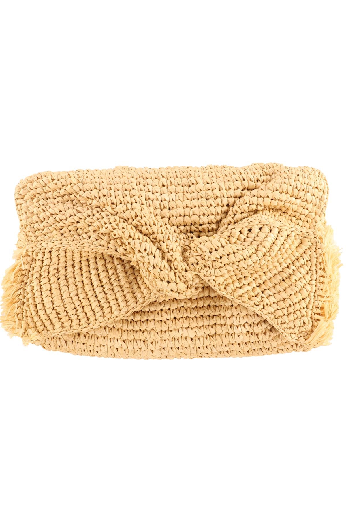 ANYA HINDMARCH BEIGE RAFFIA CLUTCH