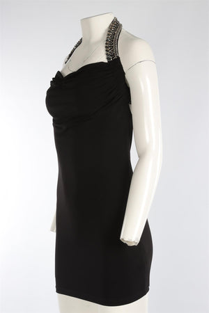 PHILIPP PLEIN BLACK JERSEY MINI DRESS SMALL