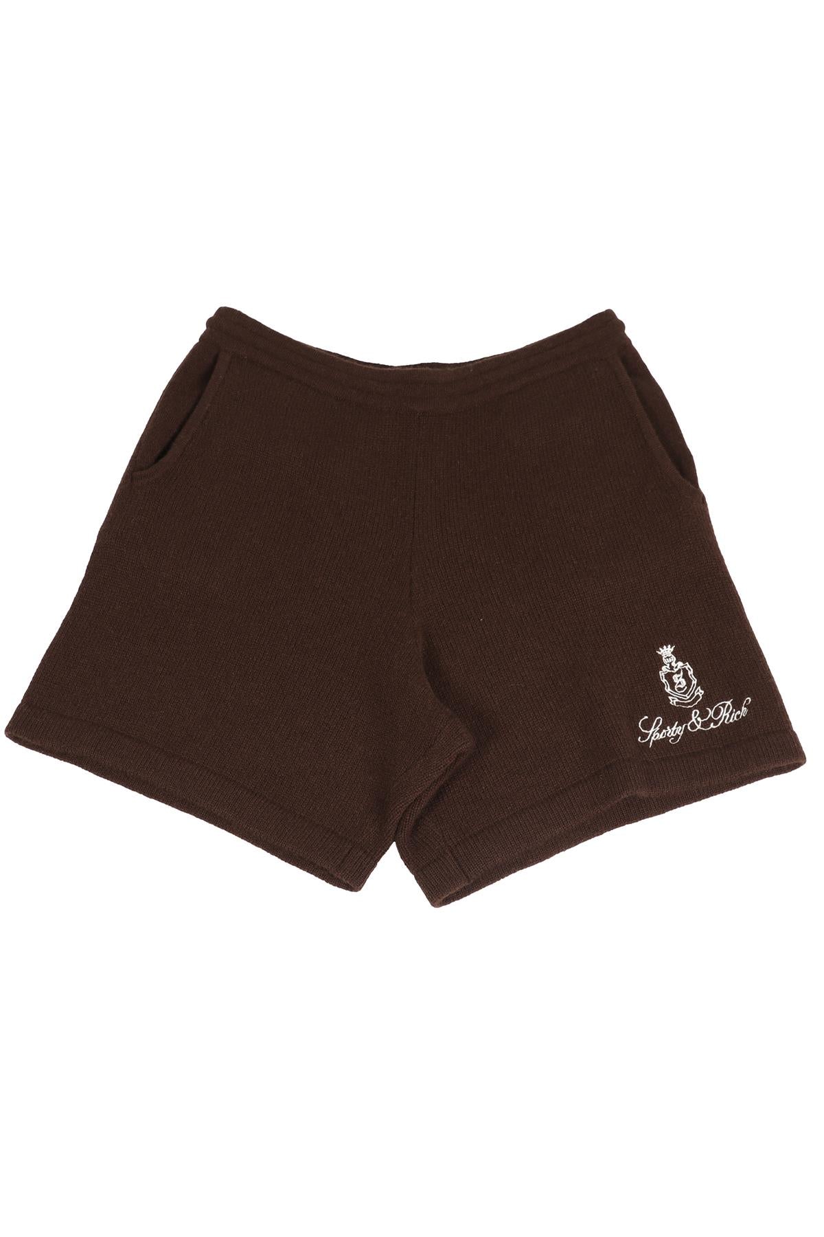 SPORTY & RICH BROWN CASHMERE SHORTS MEDIUM