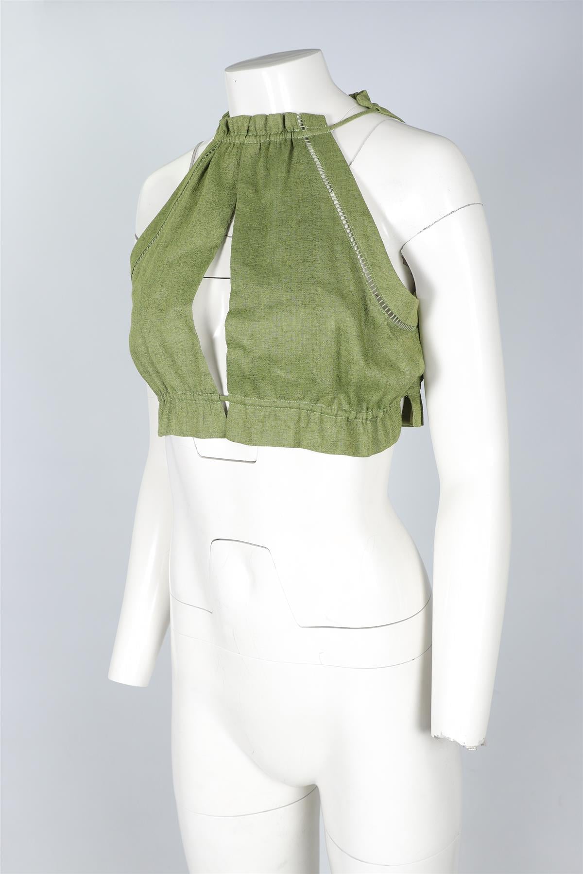 CULT GAIA GREEN SILK TOP MEDIUM