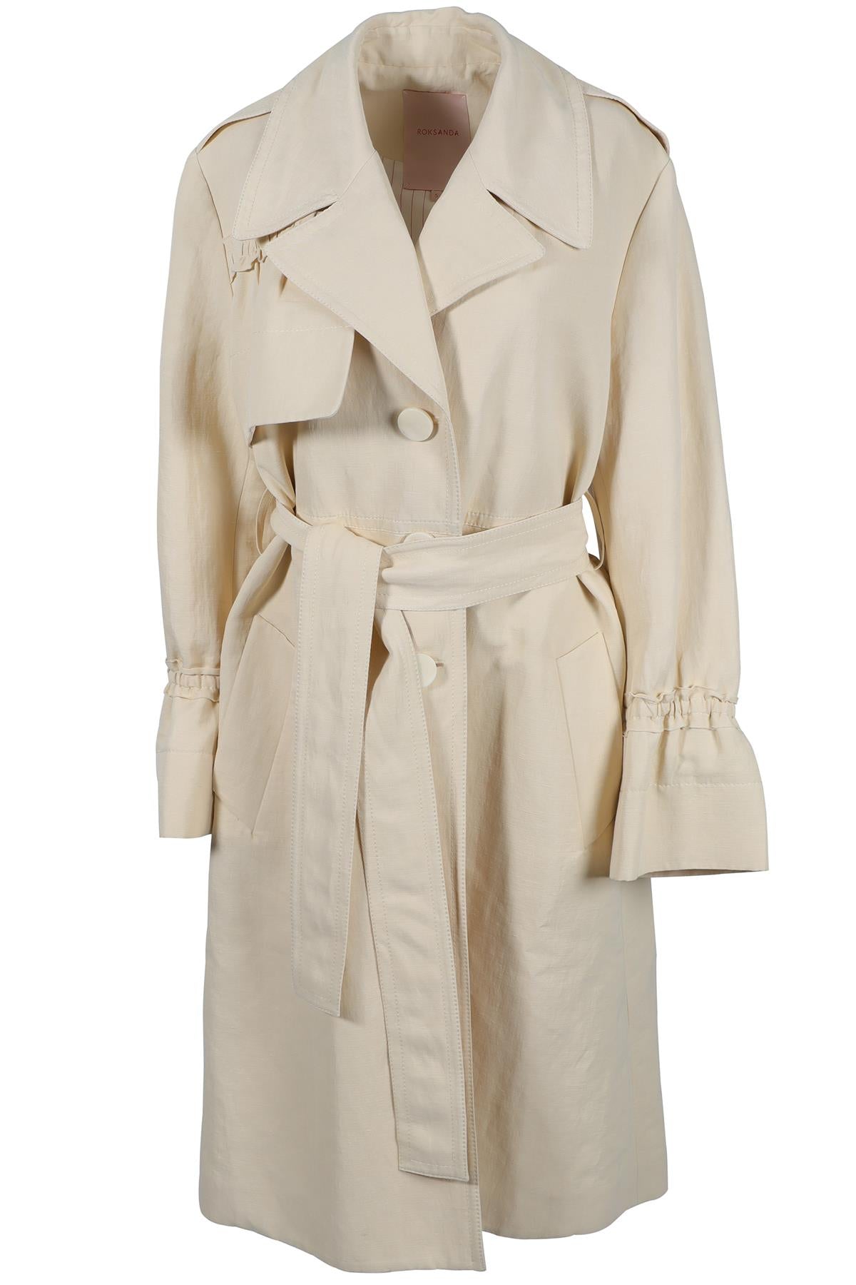 ROKSANDA CREAM COTTON TRENCH COAT SMALL