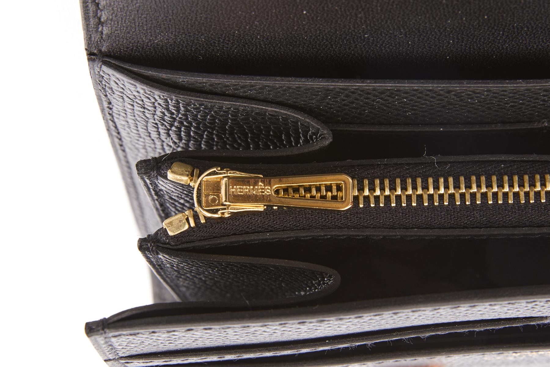 HERMÈS BLACK 2020 CONSTANCE COMPACT EPSOM LEATHER WALLET