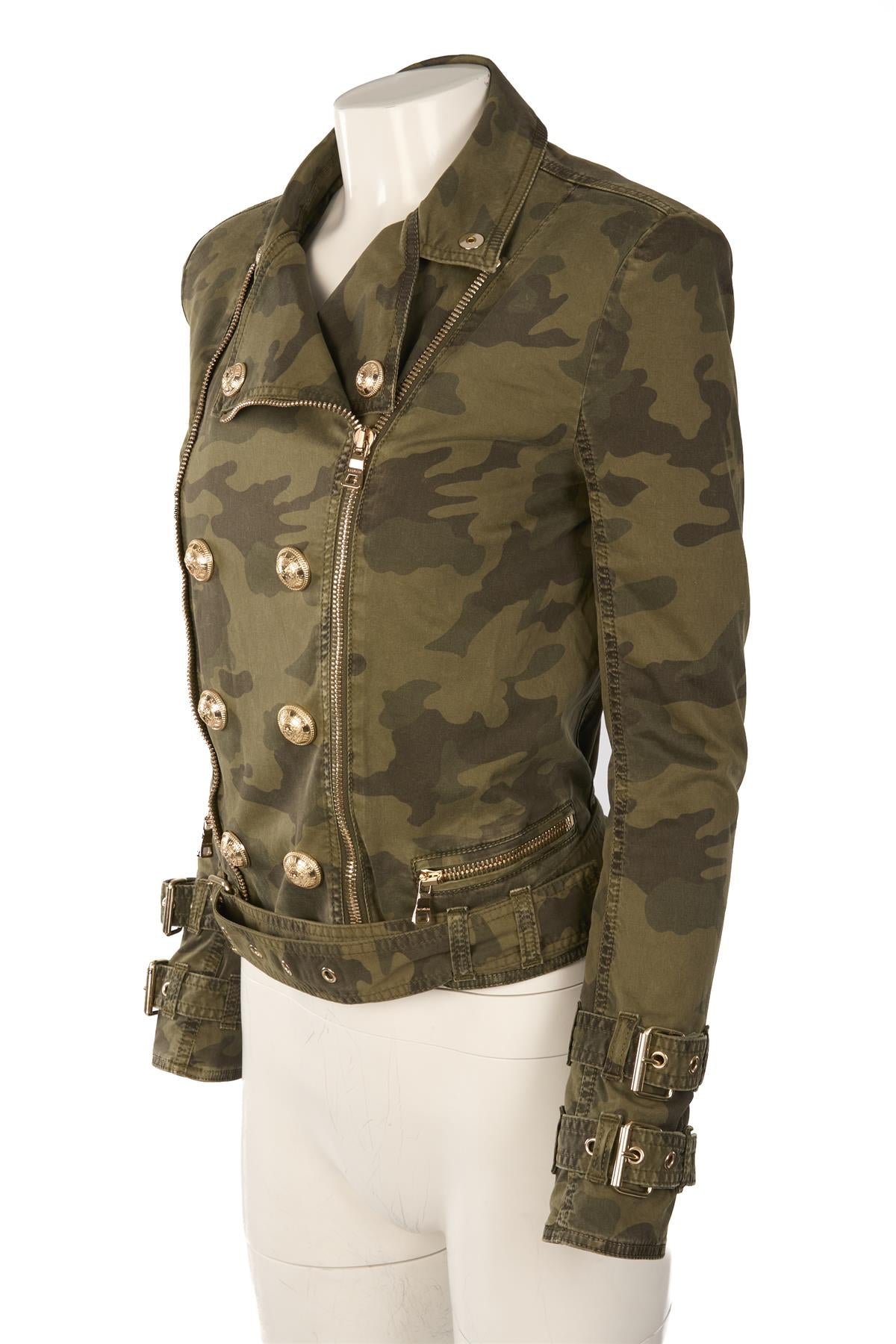 BALMAIN GREEN COTTON JACKET FR 36 UK 8