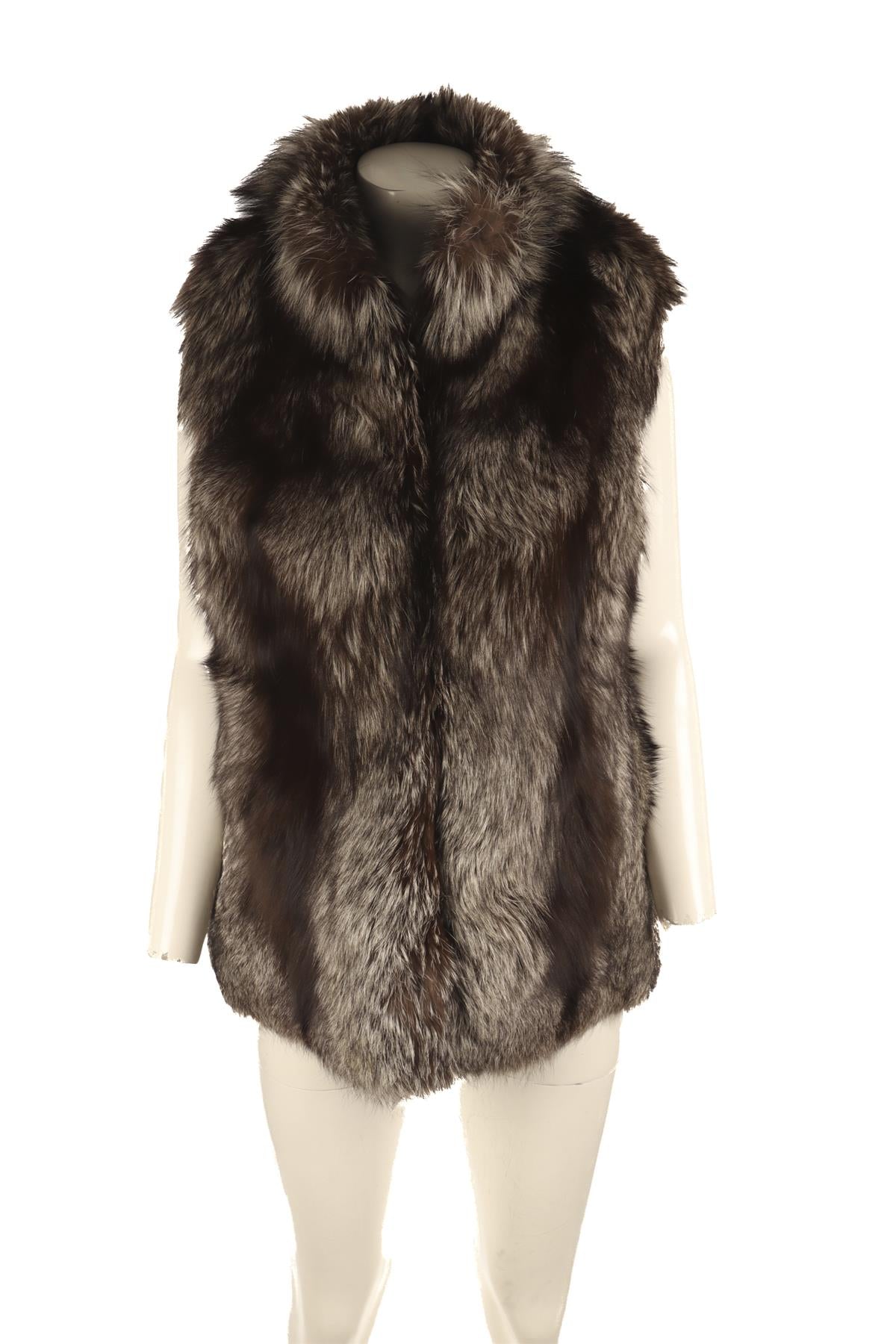 YVES SALOMON BEIGE FOX FUR GILET FR 38 UK 10