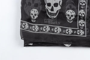 ALEXANDER MCQUEEN BLACK SILK SCARF ONE SIZE