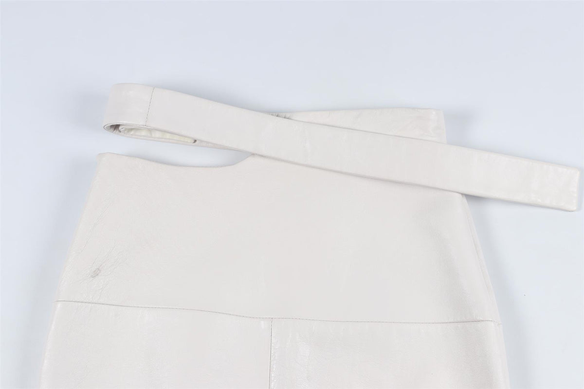 EUDON CHOI WHITE LEATHER MIDI SKIRT US 2 UK 6