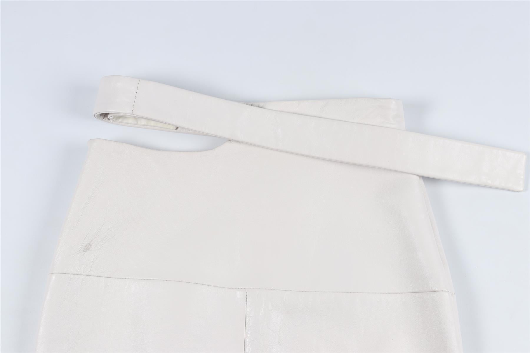 EUDON CHOI WHITE LEATHER MIDI SKIRT US 2 UK 6