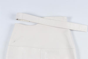 EUDON CHOI WHITE LEATHER MIDI SKIRT US 2 UK 6