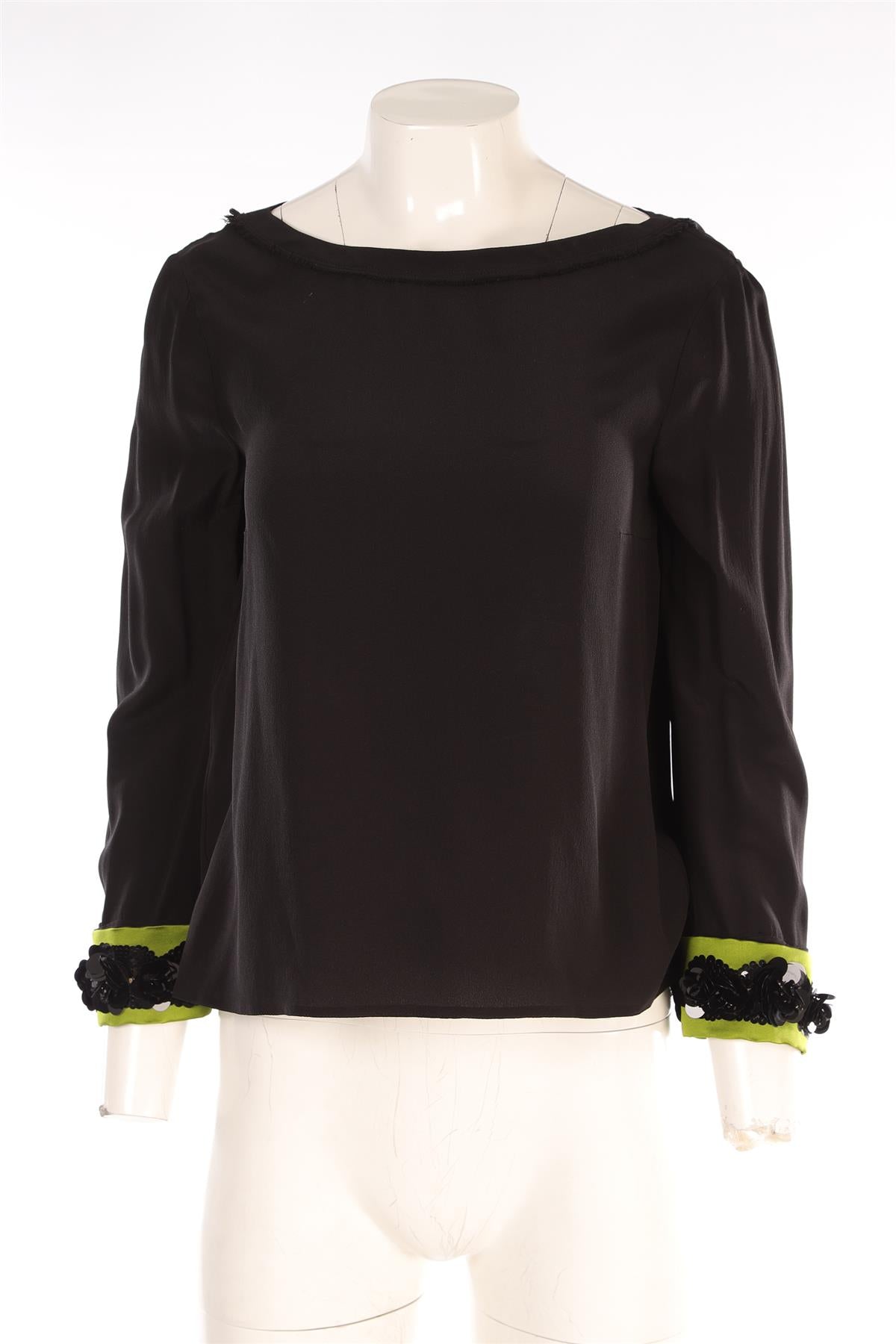 PRADA BLACK SILK TOP IT 40 UK 8