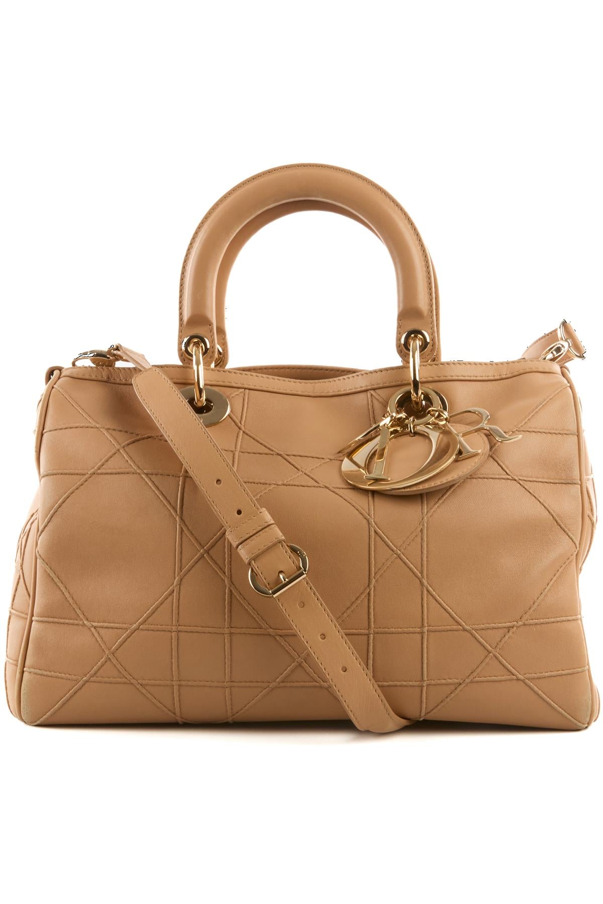 CHRISTIAN DIOR BEIGE GRANVILLE CANNAGE LEATHER TOTE BAG
