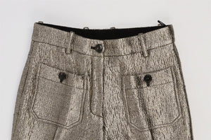 ROBERTO CAVALLI GOLD WOOL FLARED PANTS IT 38 UK 6