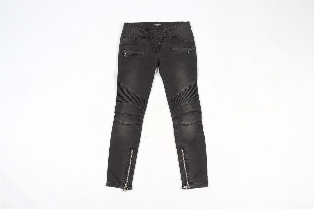 BALMAIN GREY LOW RISE SKINNY JEANS FR 34 UK 6