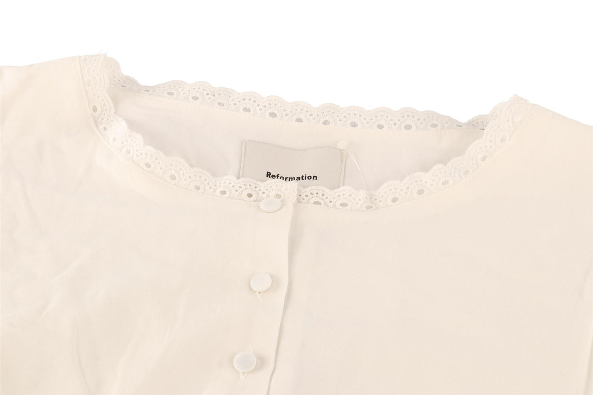 REFORMATION WHITE COTTON TOP US 2 UK 6