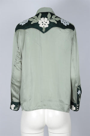 THE GREAT GREEN SATIN SHIRT UK 8