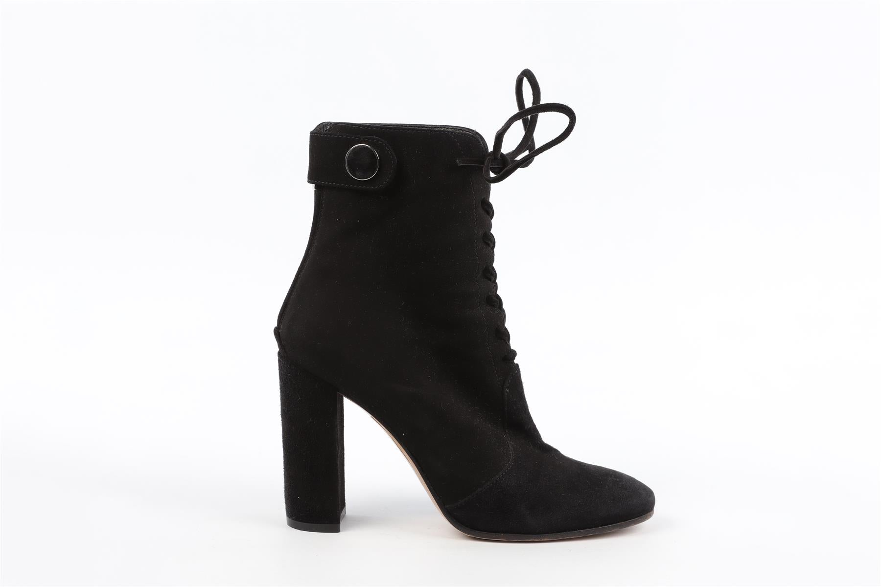 GIANVITO ROSSI BLACK SUEDE ANKLE BOOTS EU 38 UK 5 US 8