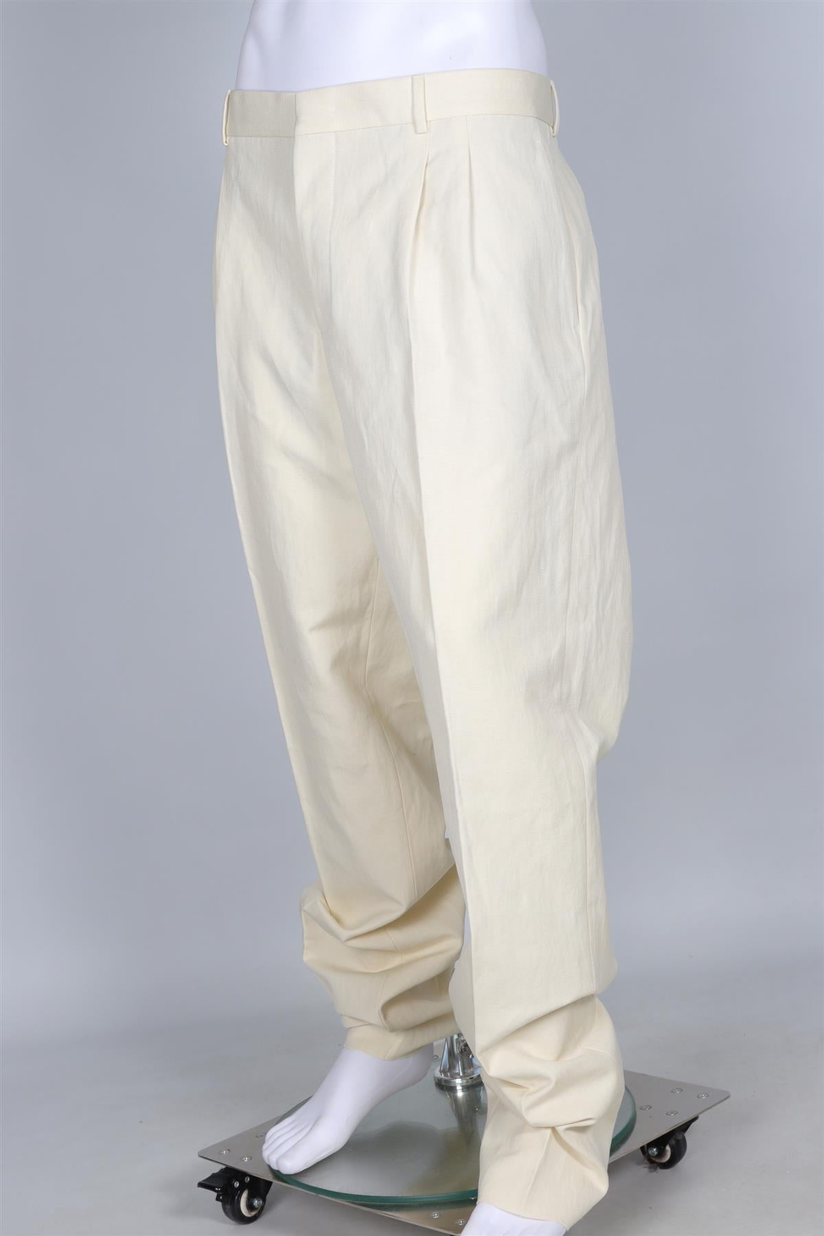 LORO PIANA YELLOW MEN'S COTTON STRAIGHT LEG TROUSERS IT 60 UK/US 42