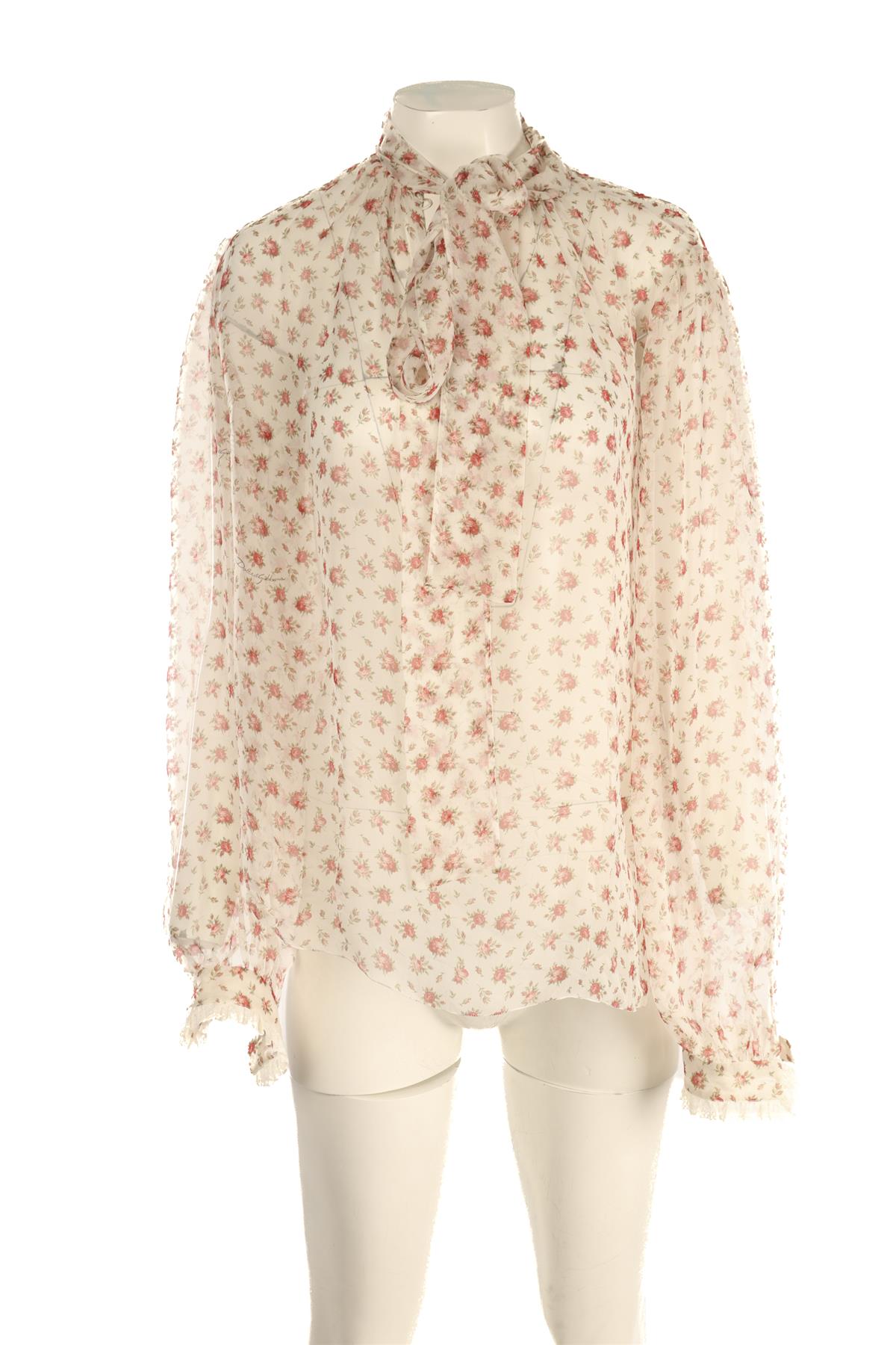 DOLCE & GABBANA WHITE SILK TOP IT 42 UK 10