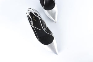 CELINE SILVER LEATHER PUMPS EU 38 UK 5 US 8