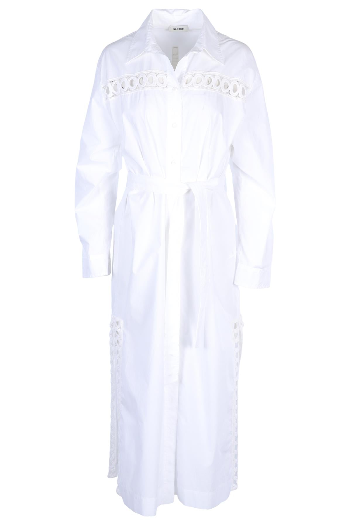 SANDRO WHITE COTTON MAXI DRESS FR 38