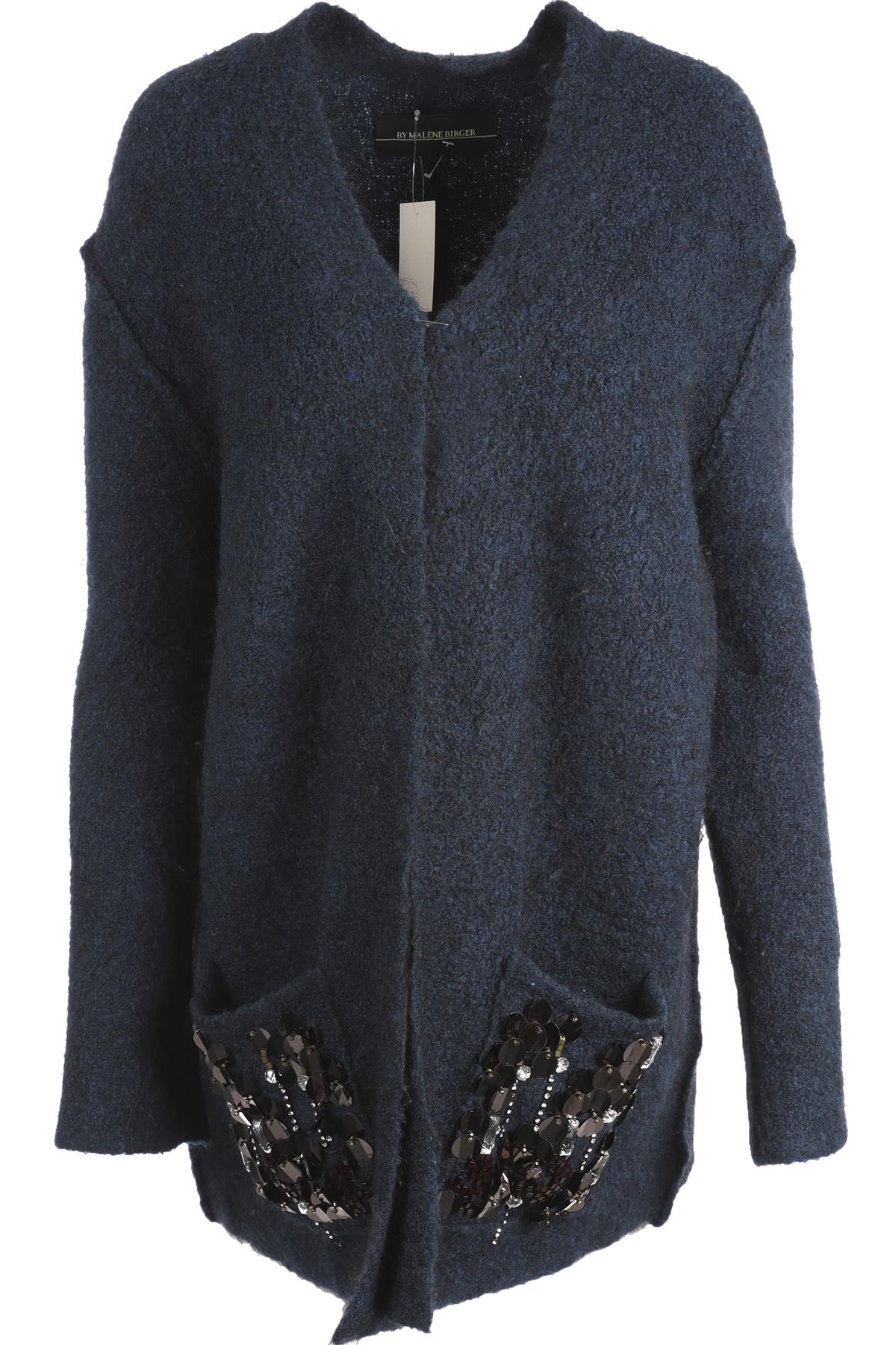 BY MARLENE BIRGER BLUE WOOL CARDIGAN MEDIUM