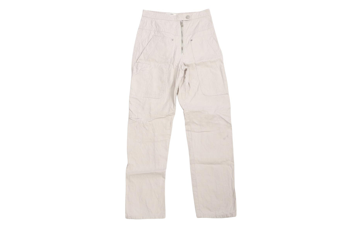 ECRU COTTON STRAIGHT LEG PANTS