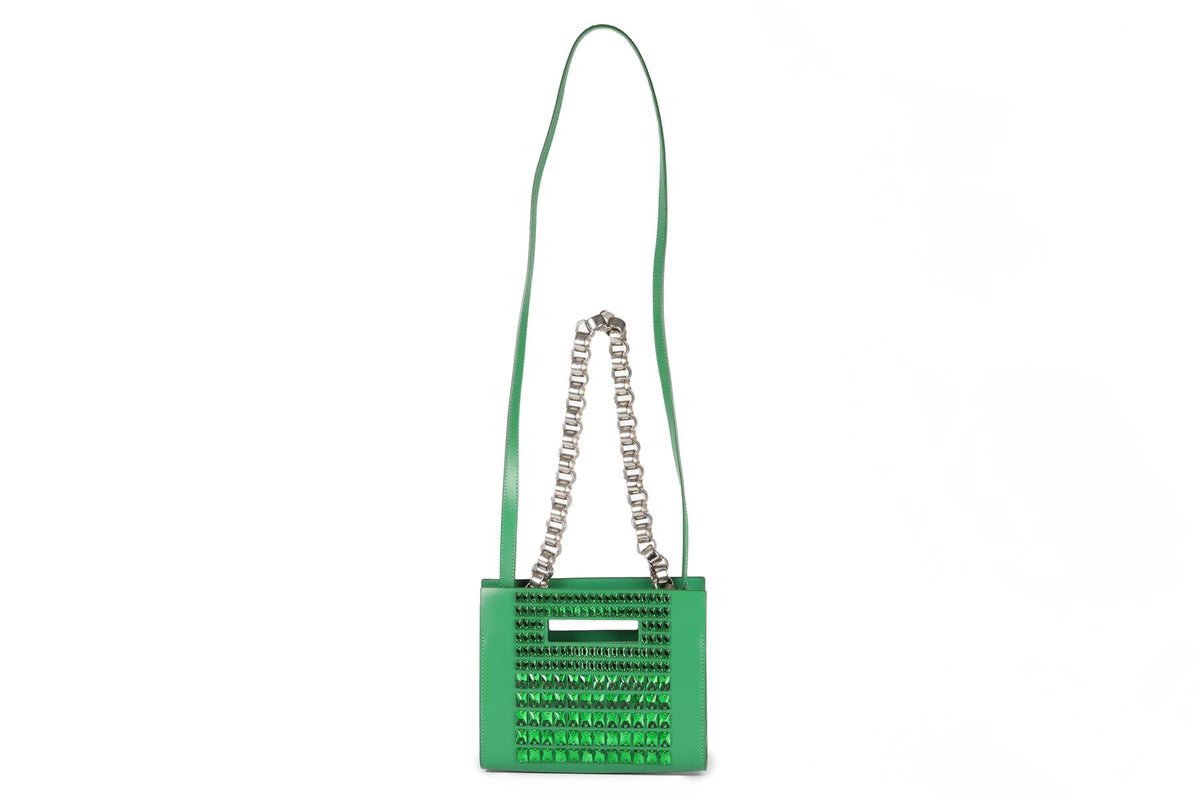 DAVID KOMA GREEN LEATHER SHOULDER BAG
