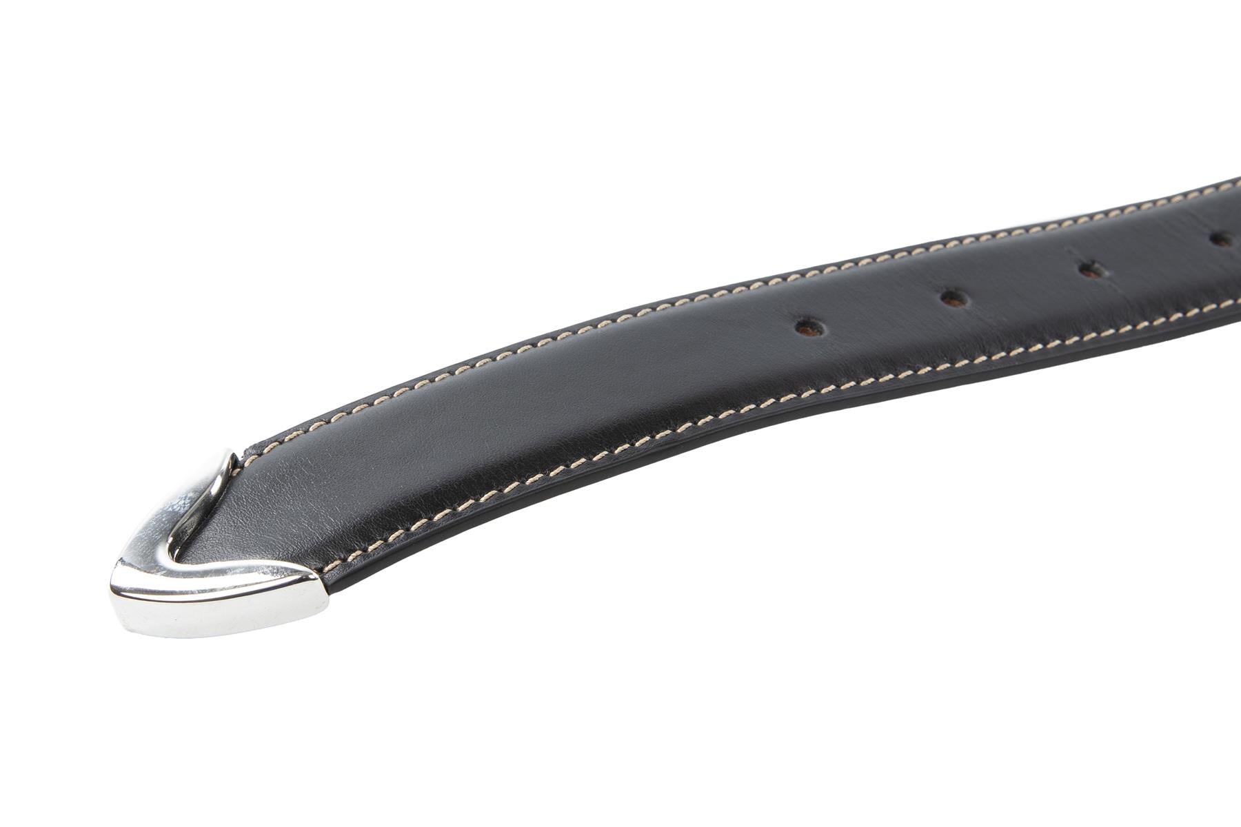 KHAITE BLACK LEATHER WAIST BELT 75CM