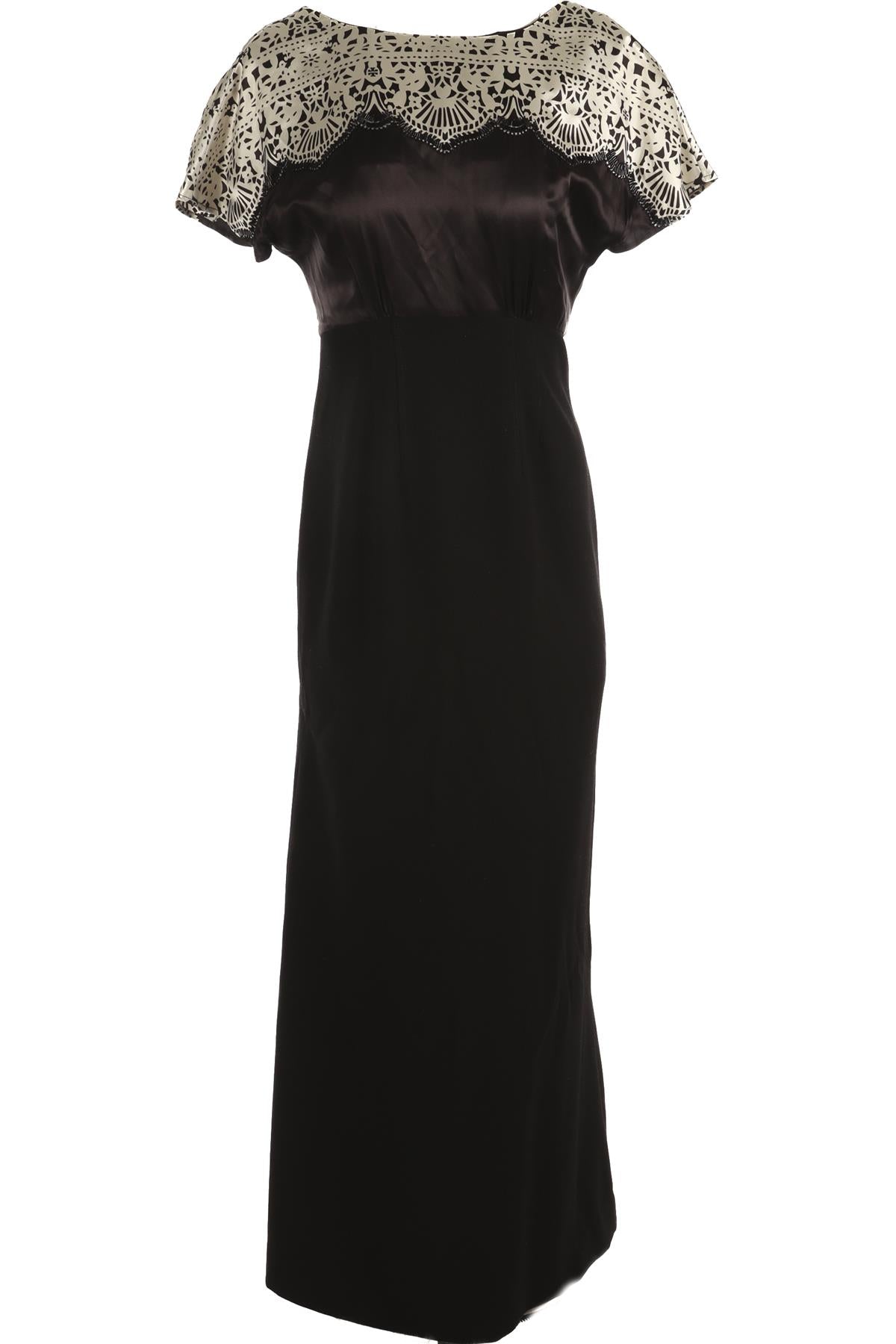 TORY BURCH BLACK SILK MAXI DRESS US 6 UK 10