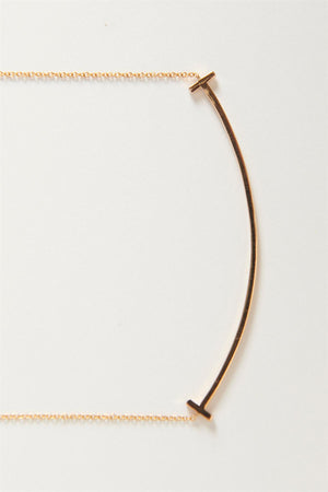 TIFFANY & CO. T SMILE LARGE 18K ROSE GOLD AND DIAMOND NECKLACE