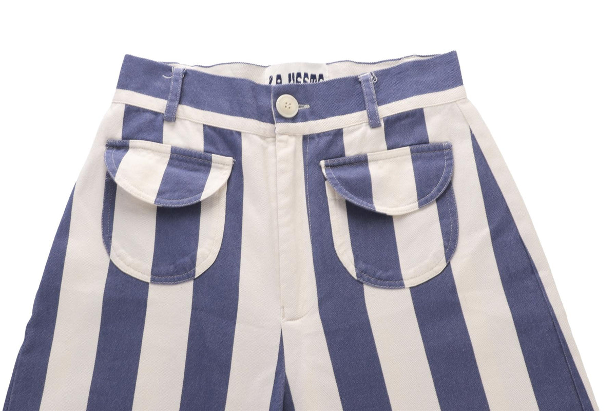 LA VESTE BLUE COTTON STRAIGHT LEG PANTS SMALL