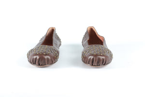 ALAIA BROWN LEATHER BALLET FLATS EU 39 UK 6 US 9